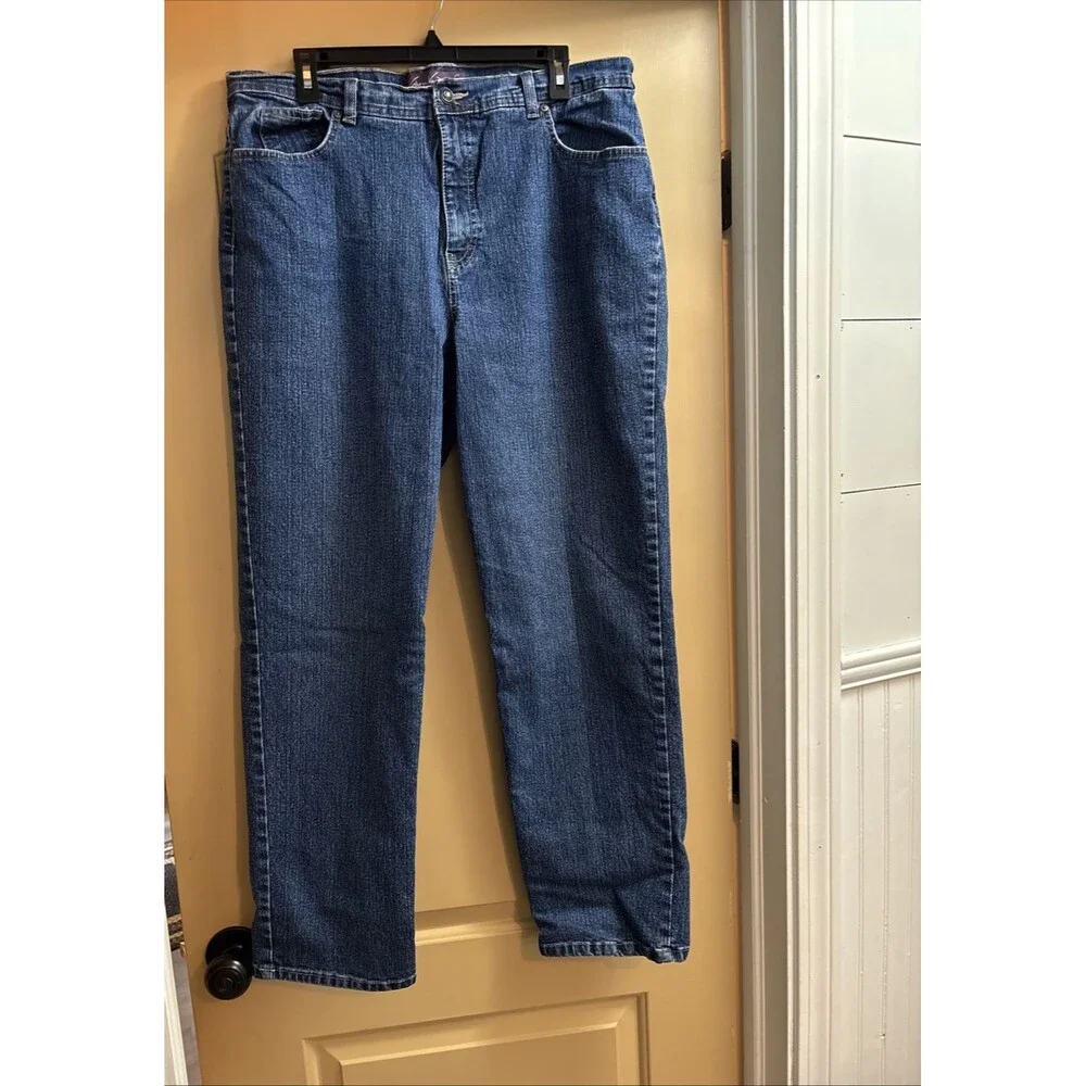 Gloria Vanderbilt Jeans Women 18 Blue Straight Pockets Denim Waist 35